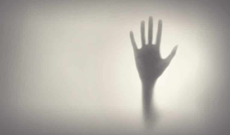 Crying for Help   Fear   Hand Silhouette on Glass