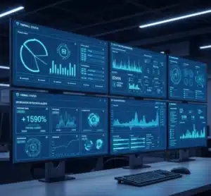 Best cybersecurity services dashboard showing network security monitoring and threat detection systems for business protection