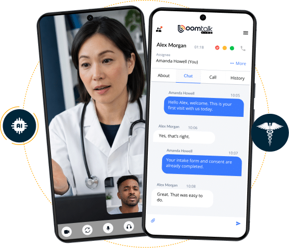 BoomTalk Live secure video visit and encrypted chat on mobile